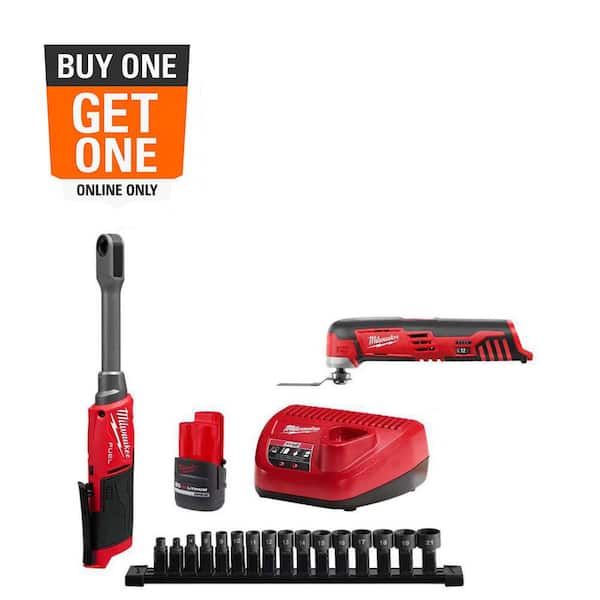 M12 FUEL INSIDER 12V Lithium-Ion Brushless 1/4-3/8 in. Extended Reach Box Cordless Ratchet Kit w/ Battery & Multi-Tool
