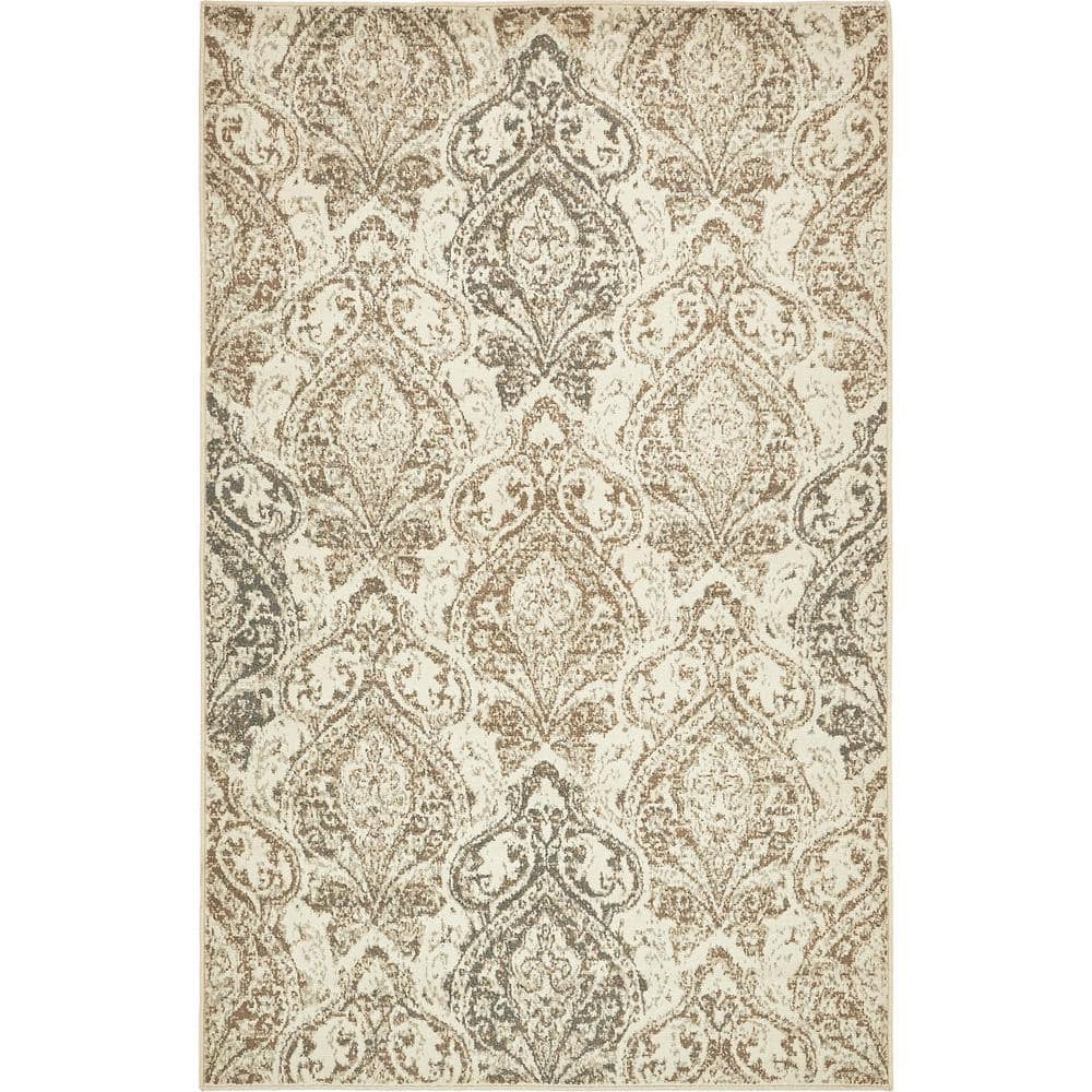 Tuareg Beige and Brown Rectangular Abstract Area Rug