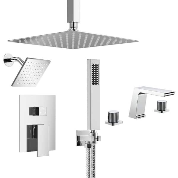 Classic Rain Single Handle 3-Spray Tub and Shower Faucet 2.5 GPM with Basin Faucet in Chrome Valve Included