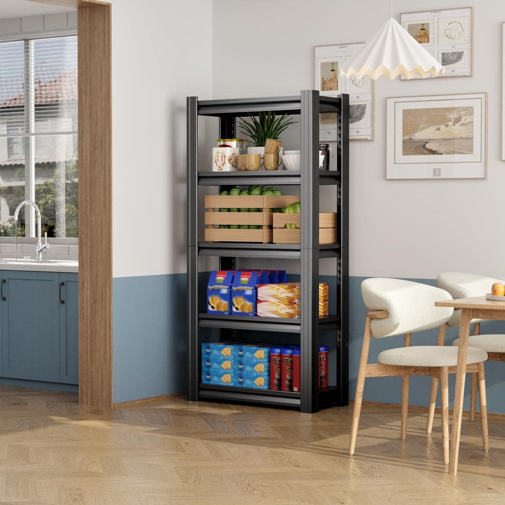 Black 35.4 in. W 5-Tier Heavy-Duty Metal Pantry Organizer with Adjustable S