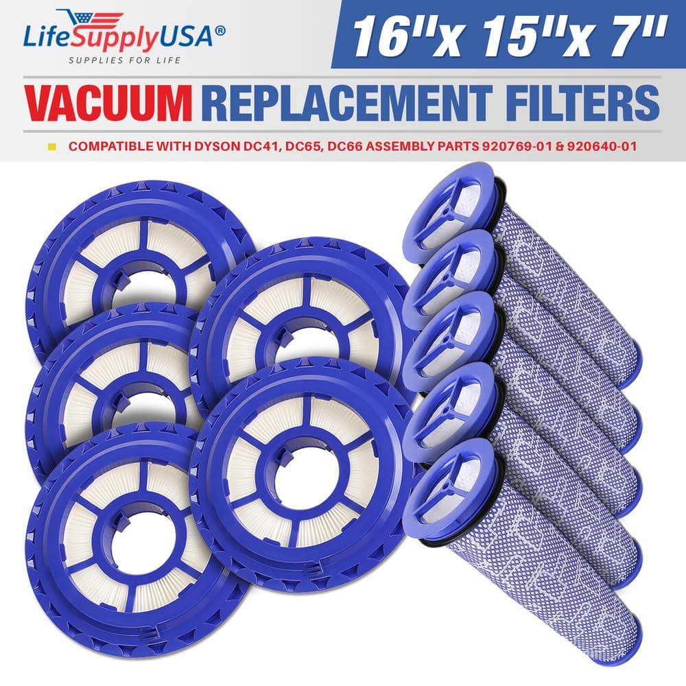 5 Pack Replacement Post HEPA and Pre Motor Filters for Dyson DC41, DC65, DC66 Assembly DY 920769-01 920640-01 -  LifeSupplyUSA, 5ER125+407