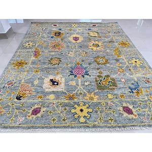 Oushak Grey 10 ft. x 14 ft. Hand-Knotted Wool Modern Area Rug