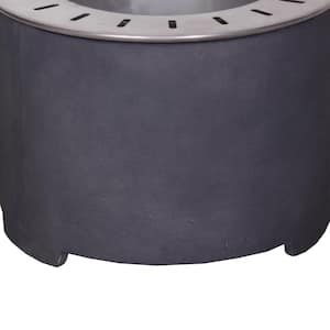 20.5 in. Dark Grey MGO Smokeless Fire Pit Faux Concrete Texture Wood Fuel Outdoor Fire Pit Table with Wood Pellet, Twig