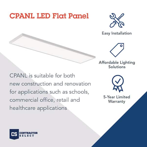 Contractor Select CPANL DCMK 1 ft. x 4 ft. 4000 Lumens Integrated LED Panel Light Switchable Color Temperature