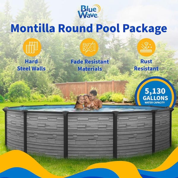 Blue Wave Montilla 15 ft. Round 52-in Deep Steel Wall Above Ground