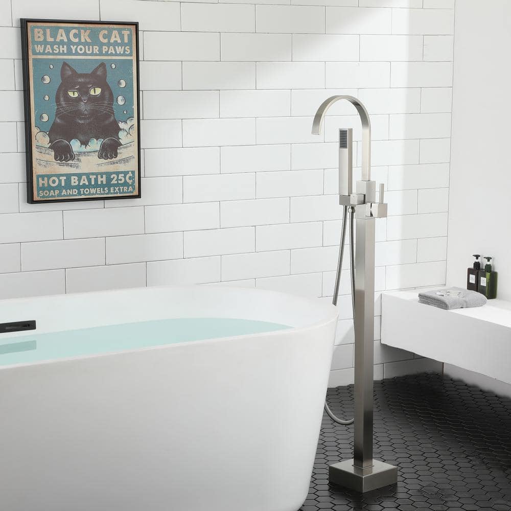 PENGFANG WORLDWIDE LLC P016BNTF Single Handle Floor Mounted Tub Faucet with Handshower