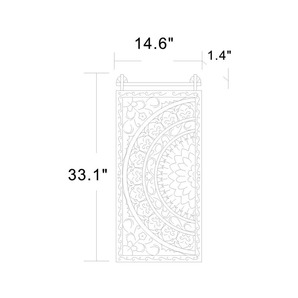 Distressed Ivory White Wood Floral Wall Art Set with Iron Bar