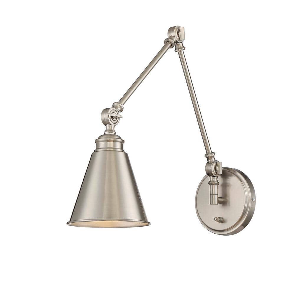 Morland 6 in. W x 16 in. H 1-Light Polished Nickel Adjustable Wall Sconce with Metal Shade price history on PriceWatchPro