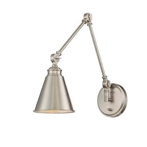 Morland 6 in. W x 16 in. H 1-Light Polished Nickel Adjustable Wall Sconce with Metal Shade