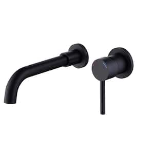 Single Handle 3 Hole Wall Mount Faucet for Bathroom Sink or Bathtub with Brass Rough-in Valve in Matte Black