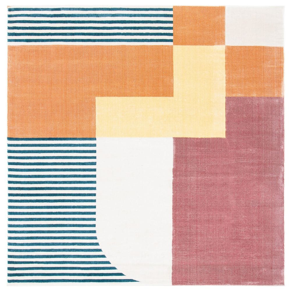 Orwell 3 ft. x 3 ft. Rust/Yellow Abstract Geometric Square Area Rug price history on PriceWatchPro