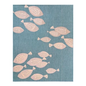 Paseo Loutro School of Fish Oasis/Sand 5 ft. x 7 ft. Indoor/Outdoor Area Rug
