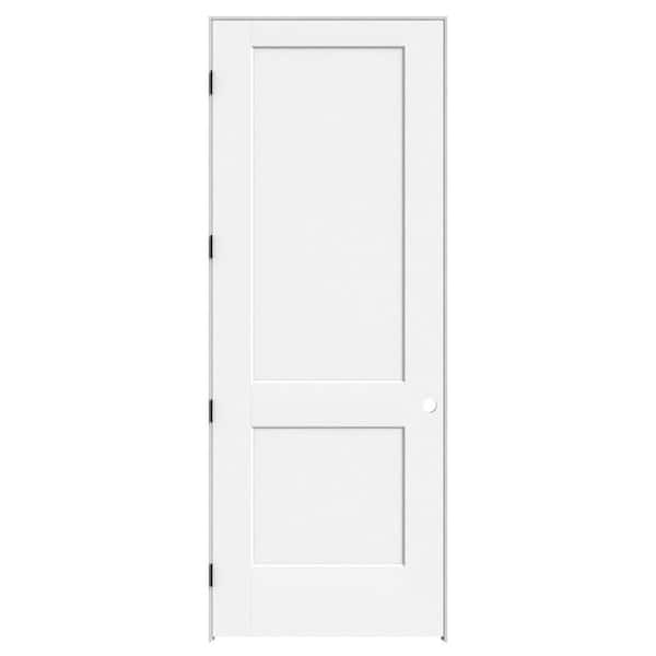 36 in. x 96 in. 2-Panel Logan Right-Hand Hollow Core Primed Composite Single Prehung Interior Door with Black Hinges