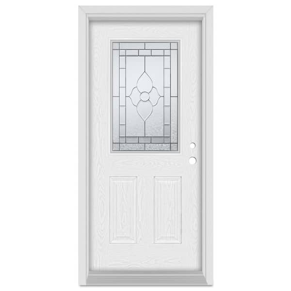 Stanley Doors 32 in. x 80 in. Traditional Left-Hand Patina Finished Fiberglass Oak Woodgrain Prehung Front Door