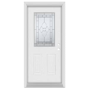 36 in. x 80 in. Traditional Left-Hand Patina Finished Fiberglass Oak Woodgrain Prehung Front Door