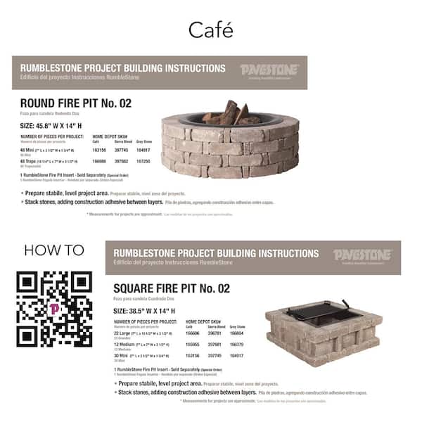 RumbleStone 38.5 in. x 21 in. Square Concrete Fire Pit Kit No. 5 in Greystone