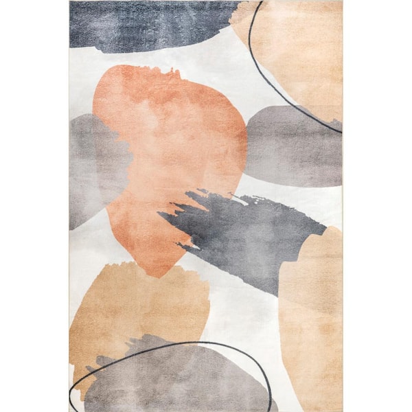 nuLOOM Sheree Abstract Multicolor 3 ft. x 5 ft. Watercolor Machine Washable Doormat Area Rug