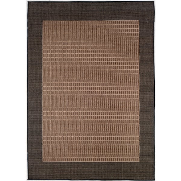 8-ft x 10-ft Brown-Black Solid Indoor/Outdoor Area Rug-Recife Checkered Field