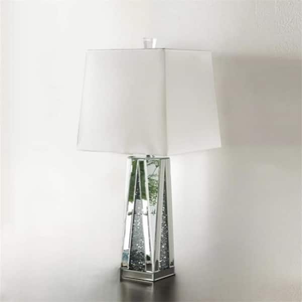 Etokfoks 35 in. Glass Indoor Table Lamp in Mirrored and Faux Diamonds
