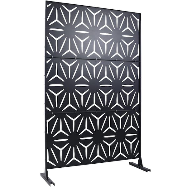 Outdoor and Indoor 6.3 ft. x 4 ft. Freestanding Decorative Privacy Fence Screen Black Metal for Garden Fence