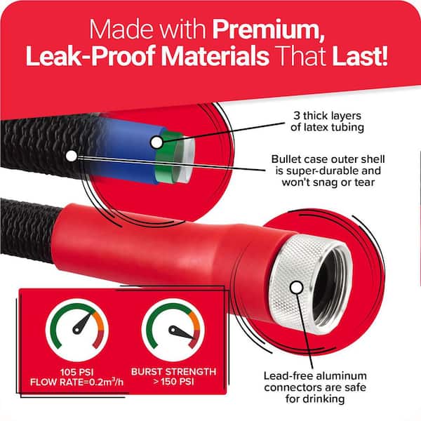 3/4 in. x 50 ft. Expandable Garden Hose with Turbo Shot Nozzle