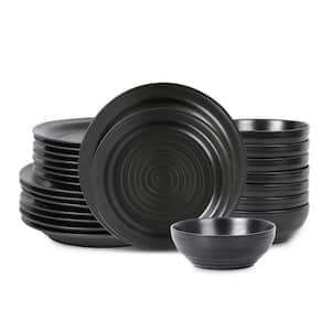 Orbit 24-Piece Charcoal Stoneware Dinnerware Set (Service for 8)