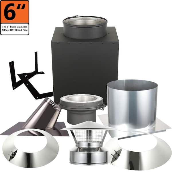 AllFuel 6 in. x 24 in. Double Wall Chimney Pipe Through The Attic Starter Kit for 7/12 to 12/12 Sloped Roof