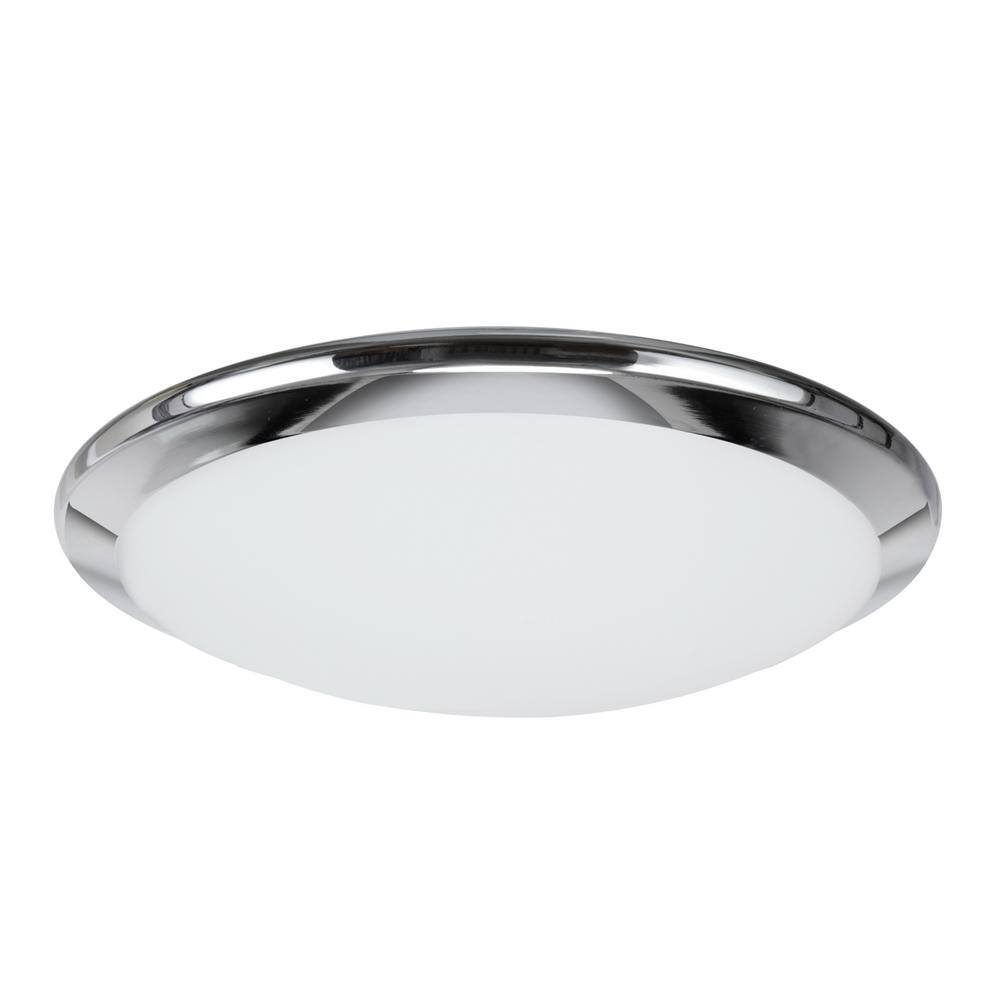 12" Chrome LED Flush Mount Ceiling Light with Frosted Glass Diffuser