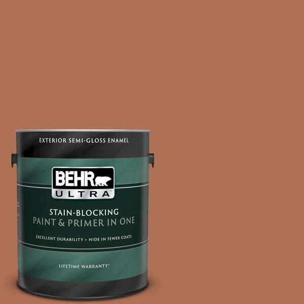 BEHR ULTRA 1 gal. #UL120-6 Glazed Pot Semi-Gloss Enamel Exterior Paint and Primer in One