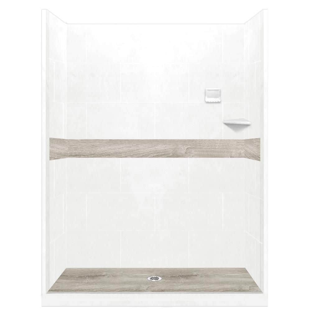 Sterling Oak Portland Cement Corner Shower Kit