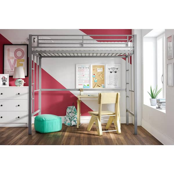 Dhp shops silver screen loft bed reviews