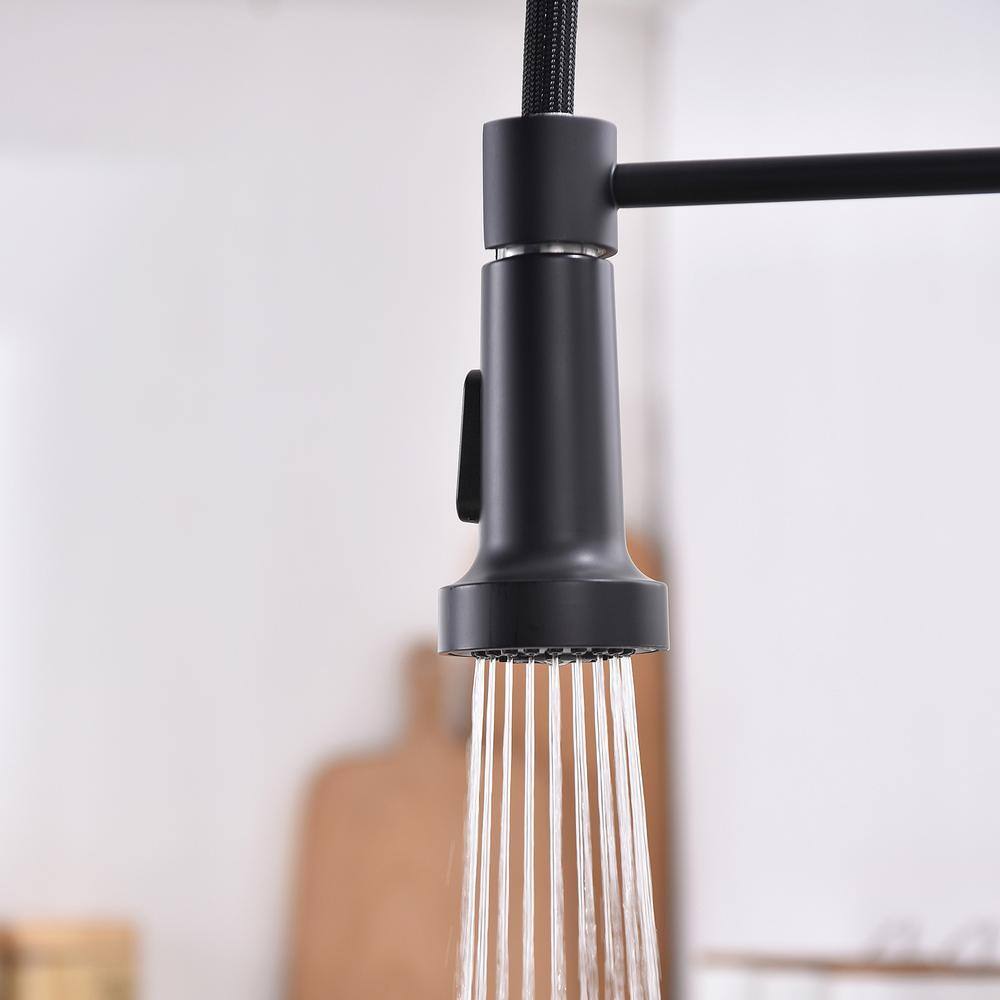 Matte Black Touchless Pull-Down Kitchen Faucet with Soap Dispenser