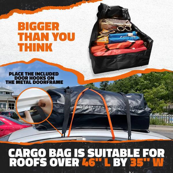 Mockins 44 in. x 34 in. x 17 in. Waterproof Cargo Roof Bag Set with Car Roof Mat and Ratchet Straps 16 cu. ft. Dry Storage Space