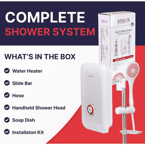 6,000-Watt Electric Tankless Water Heater Shower System (Incl. Water Heater, Hose, Handheld, Rise Bar, Soap Dish) 6,000-Watt Electric Tankless Water Heater Shower System (Incl. Water Heater, Hose, Handheld, Rise Bar, Soap Dish)