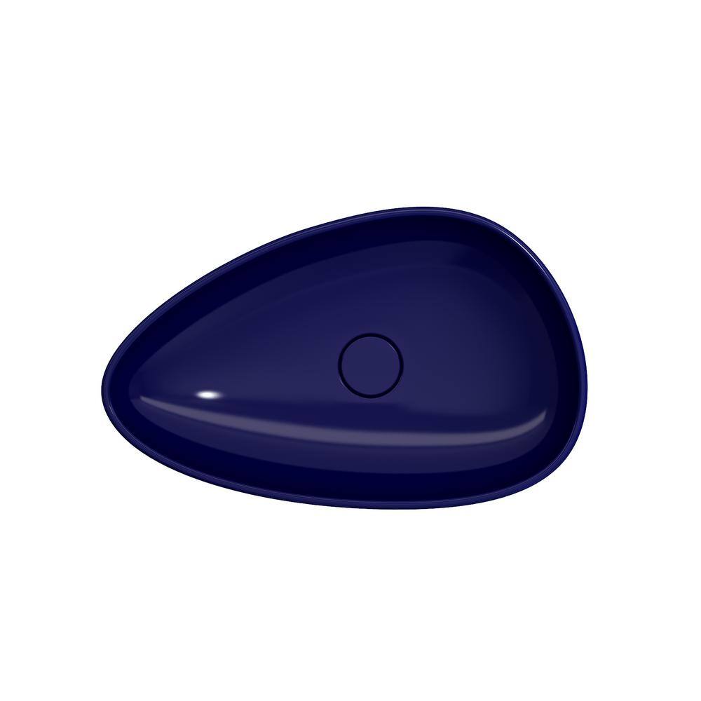 Sapphire Blue Ceramic Palette Shaped Vessel Sink