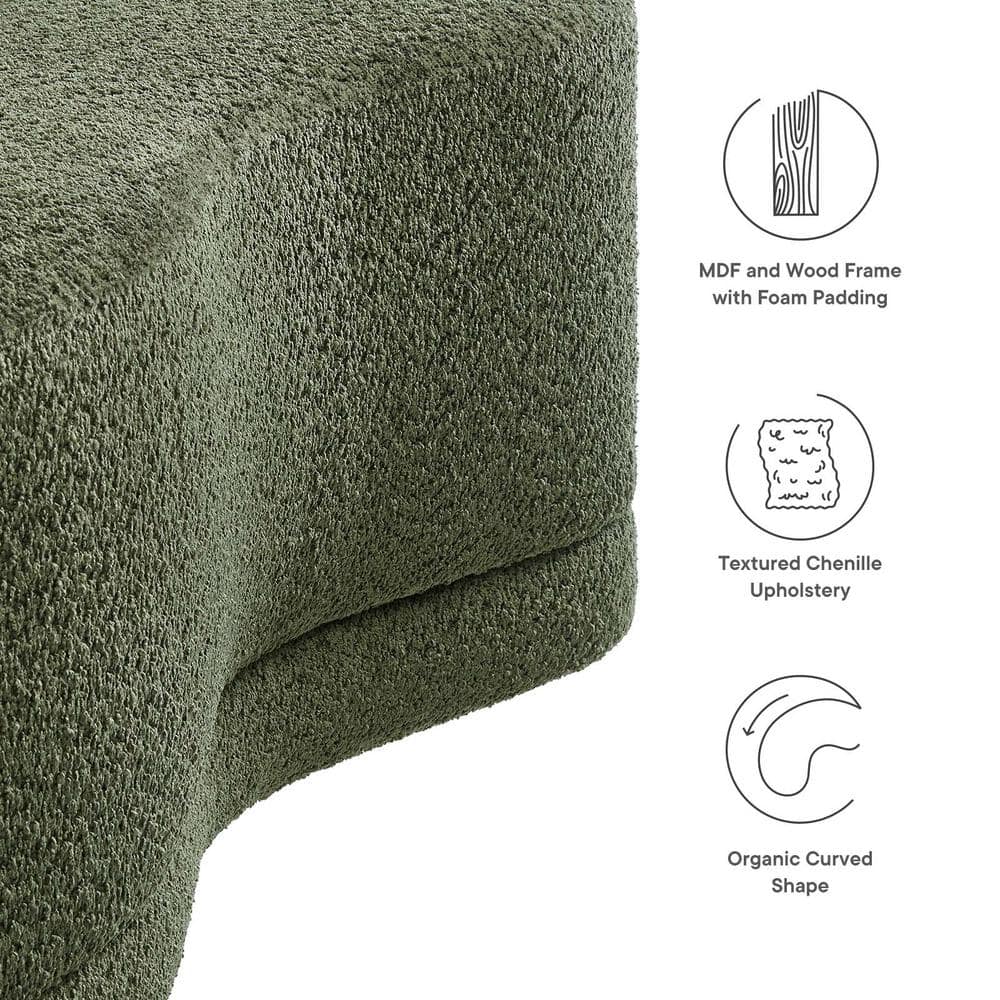 Nimbus Sage Green Chenille Curved Cocktail Ottoman Bench