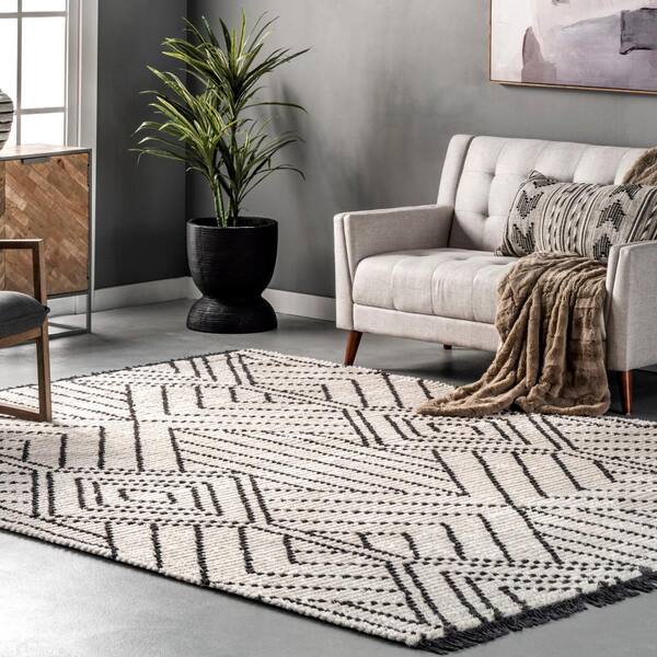 5 x 7 ft Shaggy Beige Soft Carpet Hand Tufted Area Rug Polyester