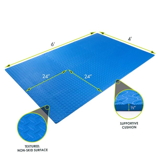 Exercise Puzzle Mat Blue 24 in. x 24 in. x 0.5 in. EVA Foam Interlocking Anti-Fatigue Exercise Tile Mat (6-Pack)