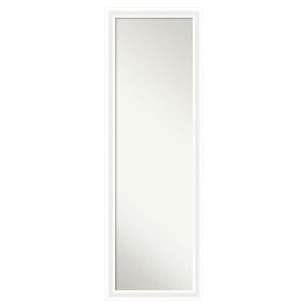 Oliver White Narrow 17 in. x 51 in. Non-Beveled Modern Rectangle Wood Framed Full Length On the Door Mirror