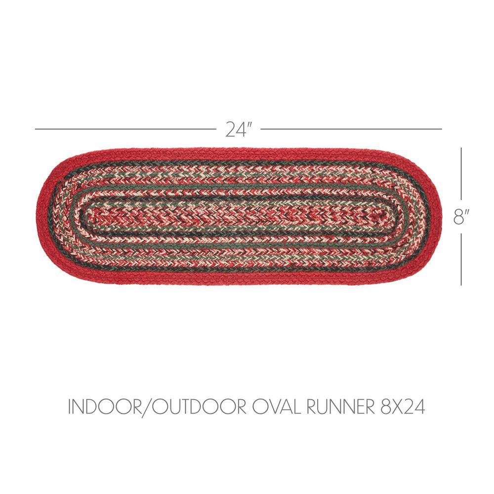 Forrester Red and Green Braided Oval Runner 8x24