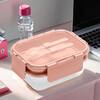 LEXI HOME 58.5 oz. Premium 4-in-1 Double-Layer Glass Bento Lunch Box With Utensils in Pink 2-Pack LB6769P2