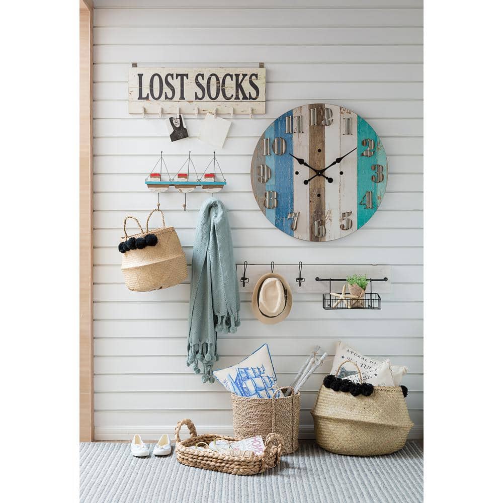 Rustic White Wood Lost Socks Wall Decor with Clothespins