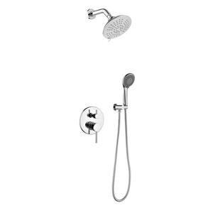 5-Spray Patterns 6 in. Wall Mount Dual Shower Heads Shower System 4.4 GPM with 3-Setting Hand Shower in Polished Chrome