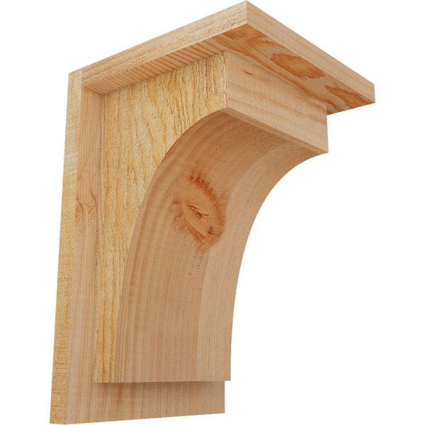 Ekena Millwork 8 in. x 8 in. x 12 in. Douglas Fir Huntington Rough Sawn Corbel with Backplate