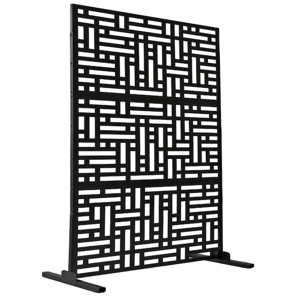 6 ft. x 4 ft. Black Freestanding Metal Privacy Screen Room Divider