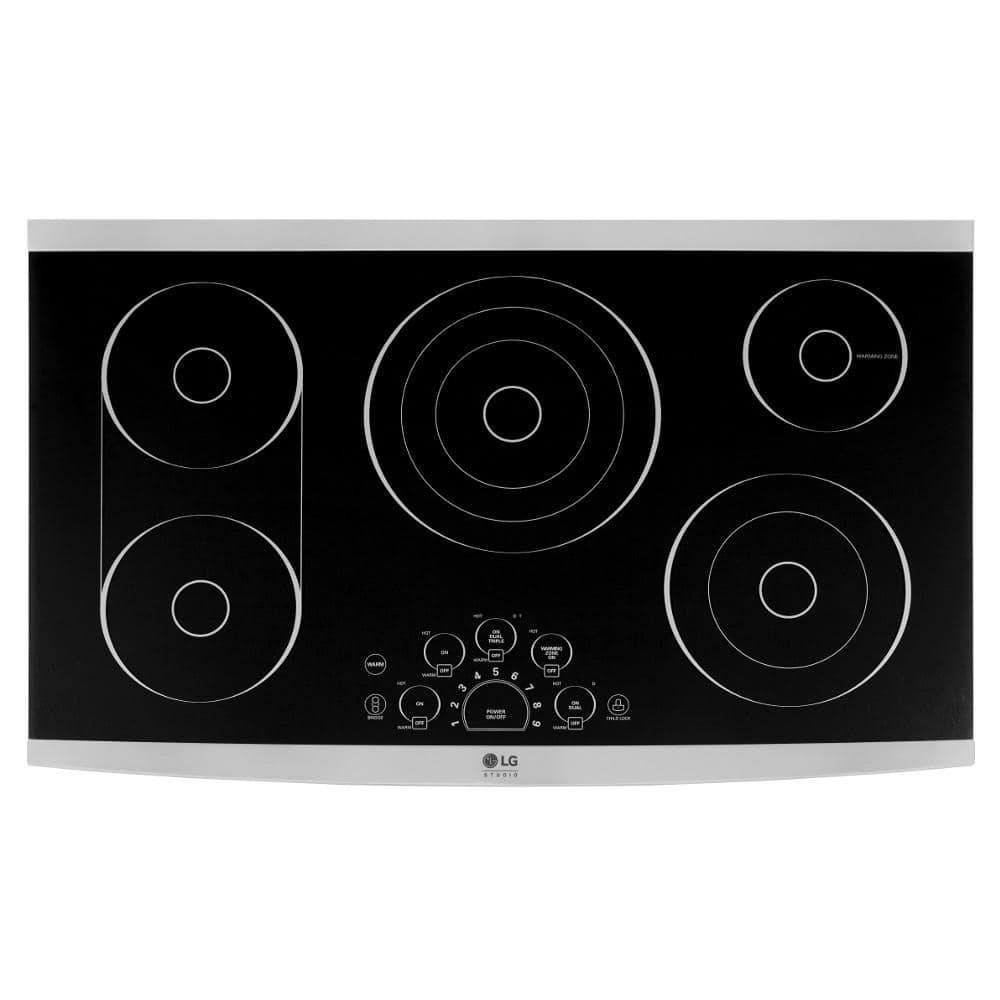 LG STUDIO 36 in. Radiant Electric Cooktop in Stainless Steel with 5 Elements and SmoothTouch Controls, Silver
