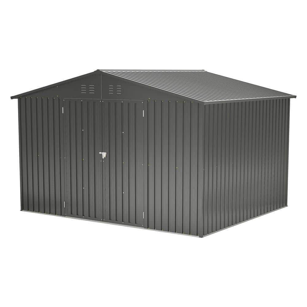 10 ft. W x 8 ft. D Metal Outdoor Storage Shed, All Weather Tool Sheds with 