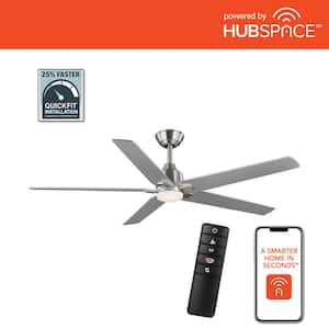 Vinwood 56 in. Indoor White Color Changing LED Brushed Nickel Smart Hubspace Ceiling Fan with Remote Control