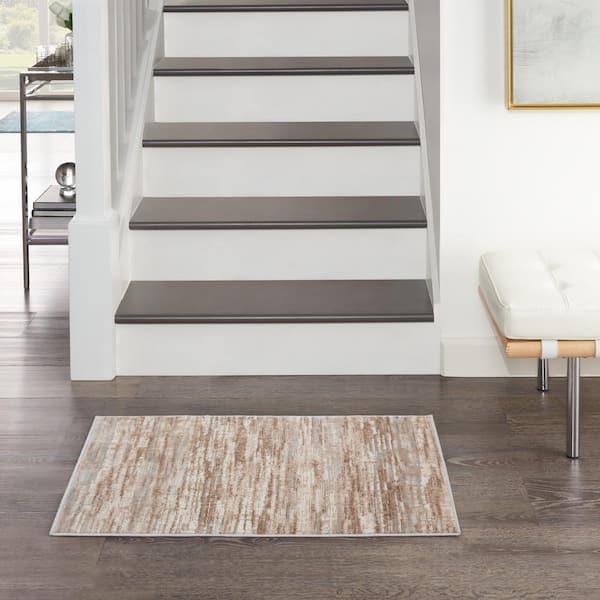 Elation Ivory Grey doormat 2 ft. x 3 ft. Floral Medallion Contemporary Kitchen Rug