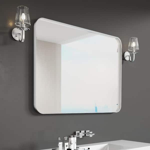 48 in. W x 40 in. H Rectangular Aluminum Framed Wall Bathroom Vanity Mirror in Silver